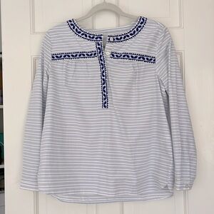 VINEYARD VINES Blue and White Striped Long-Sleeved Top - Size SMALL